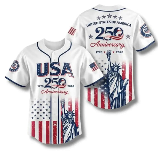 USA 250th Anniversary Baseball Jersey – 1776–2026 Unisex Patriotic Independence Day Shirt